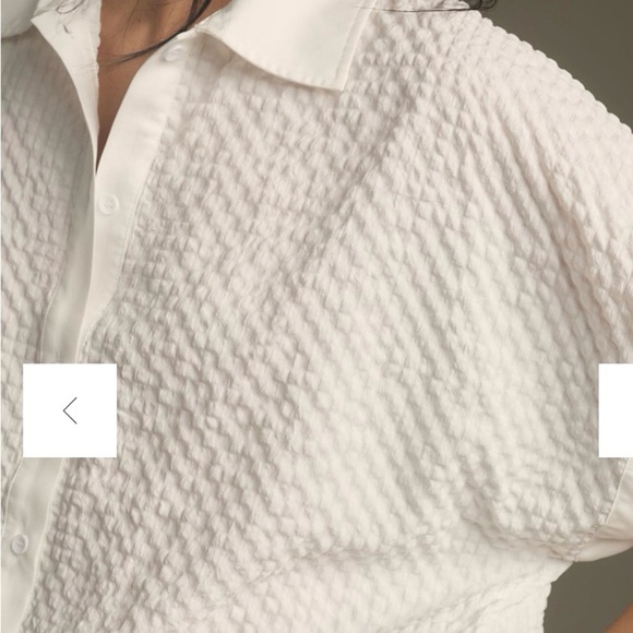 Self Contrast white bubble fabric pullover top. Button front. Size S - Picture 4 of 15